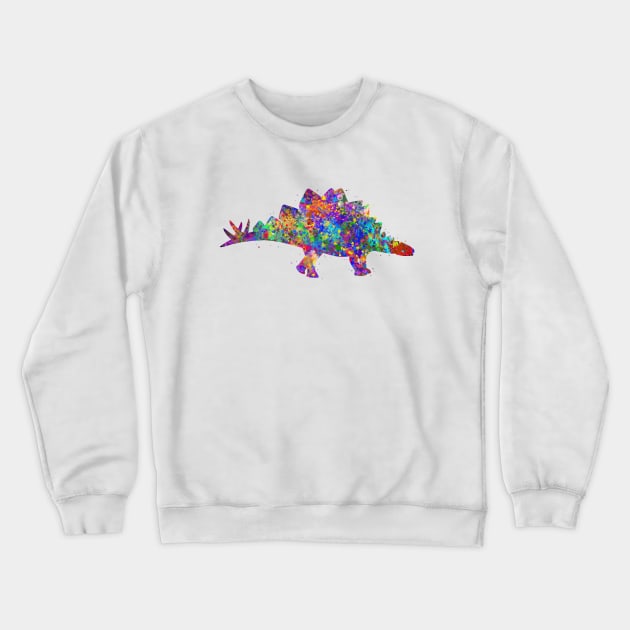 Stegosaurus dinosaur watercolor Crewneck Sweatshirt by Yahya Art